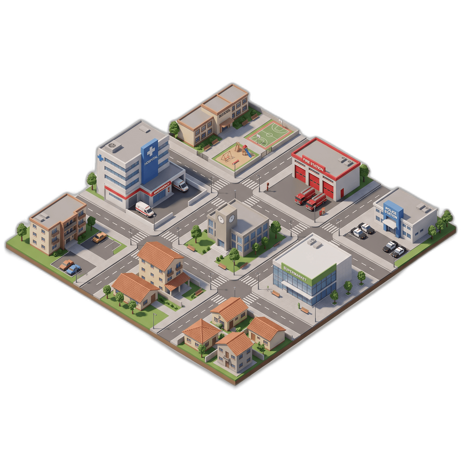 isometric city block