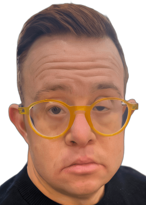 yellow-framed glasses