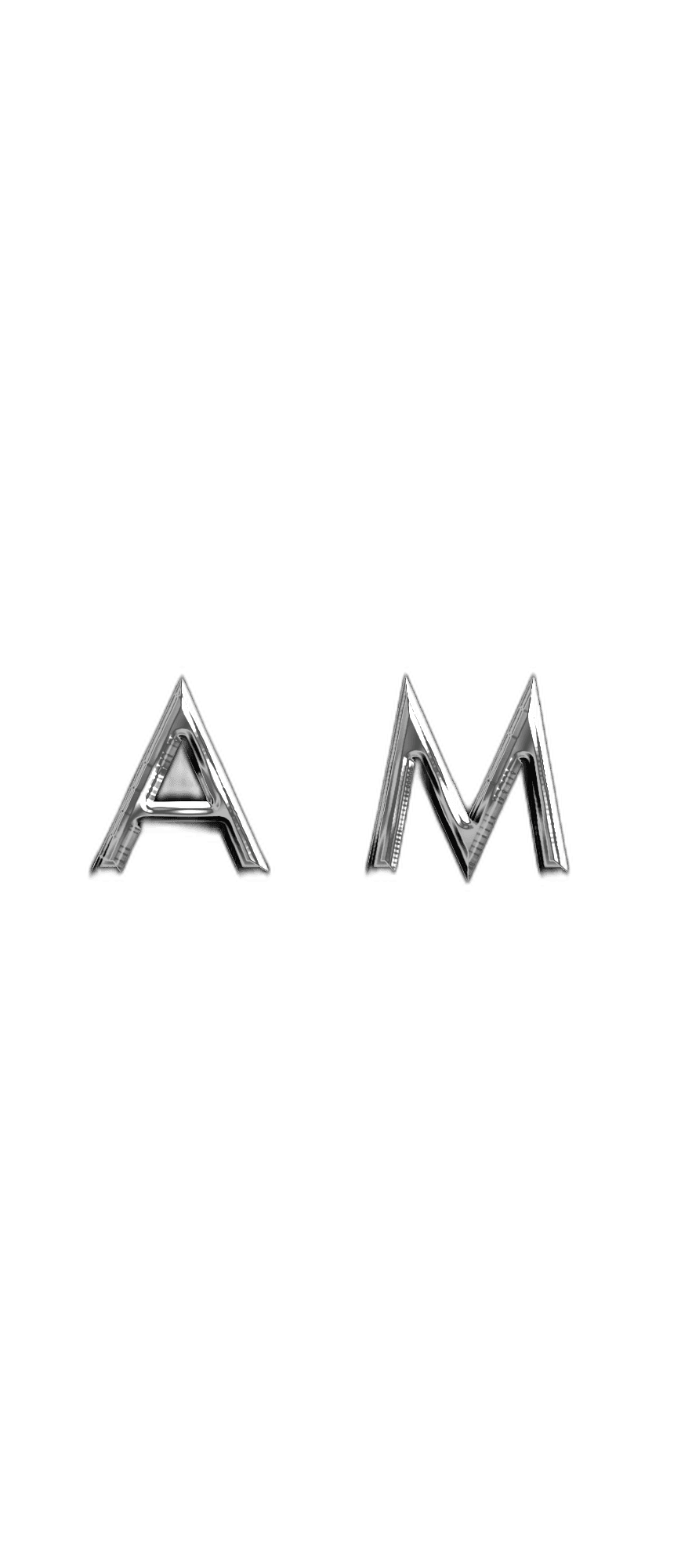 Shiny metallic letters 'A' and 'M