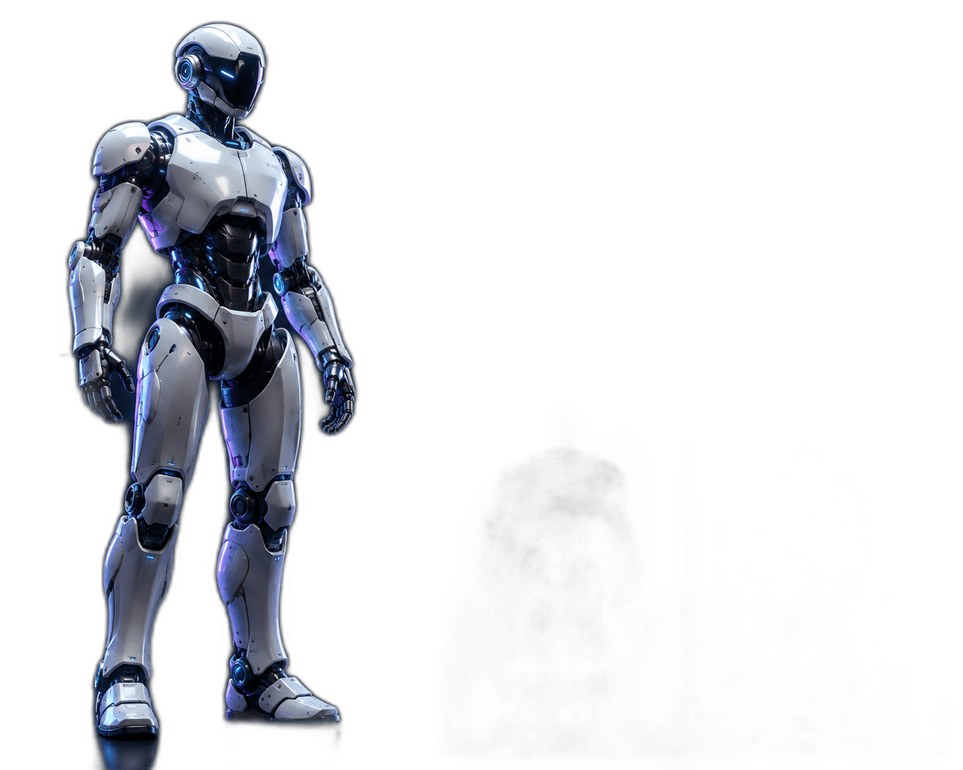 futuristic white and black humanoid robot