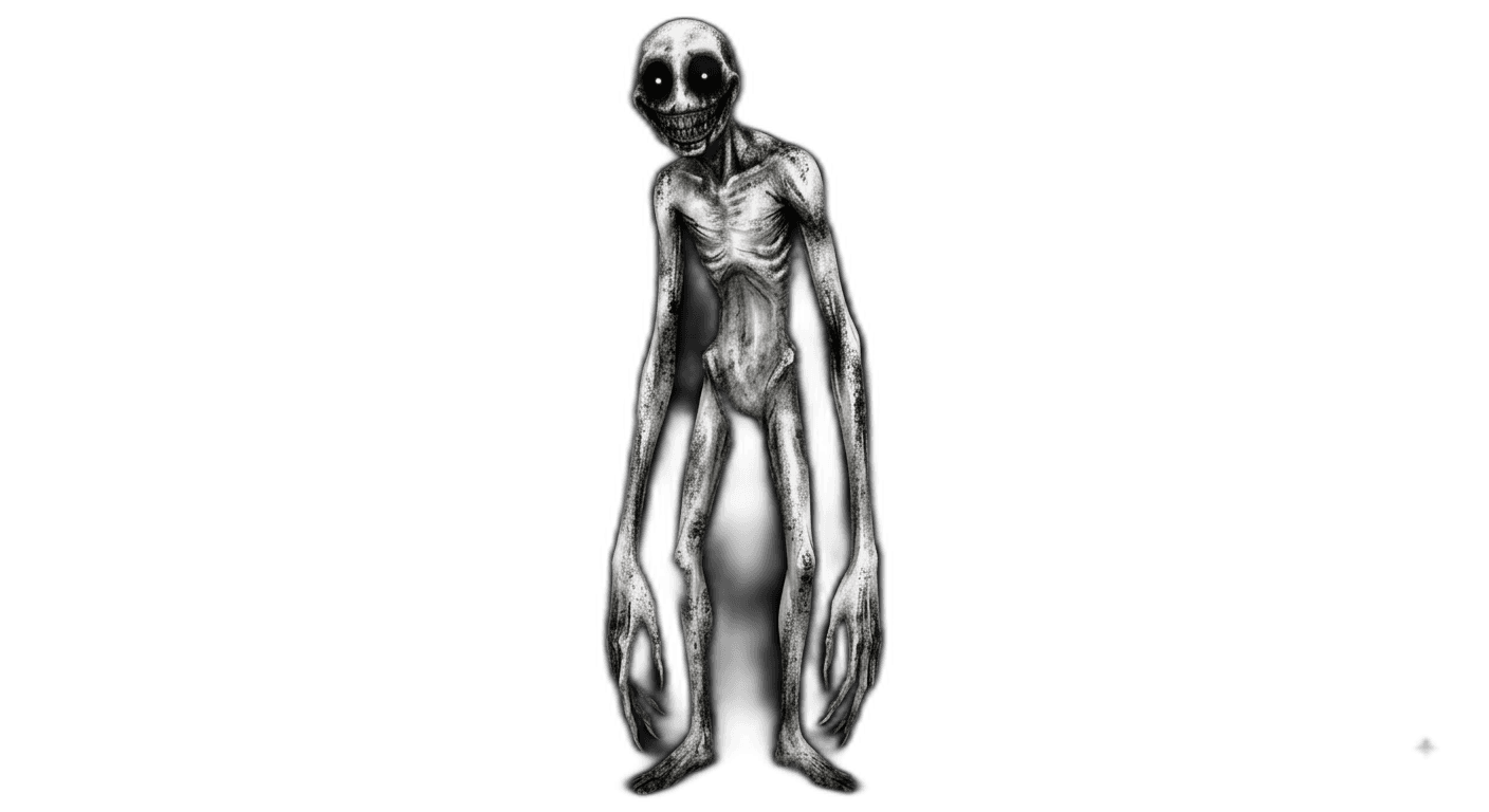 creepy pale humanoid creature with long limbs