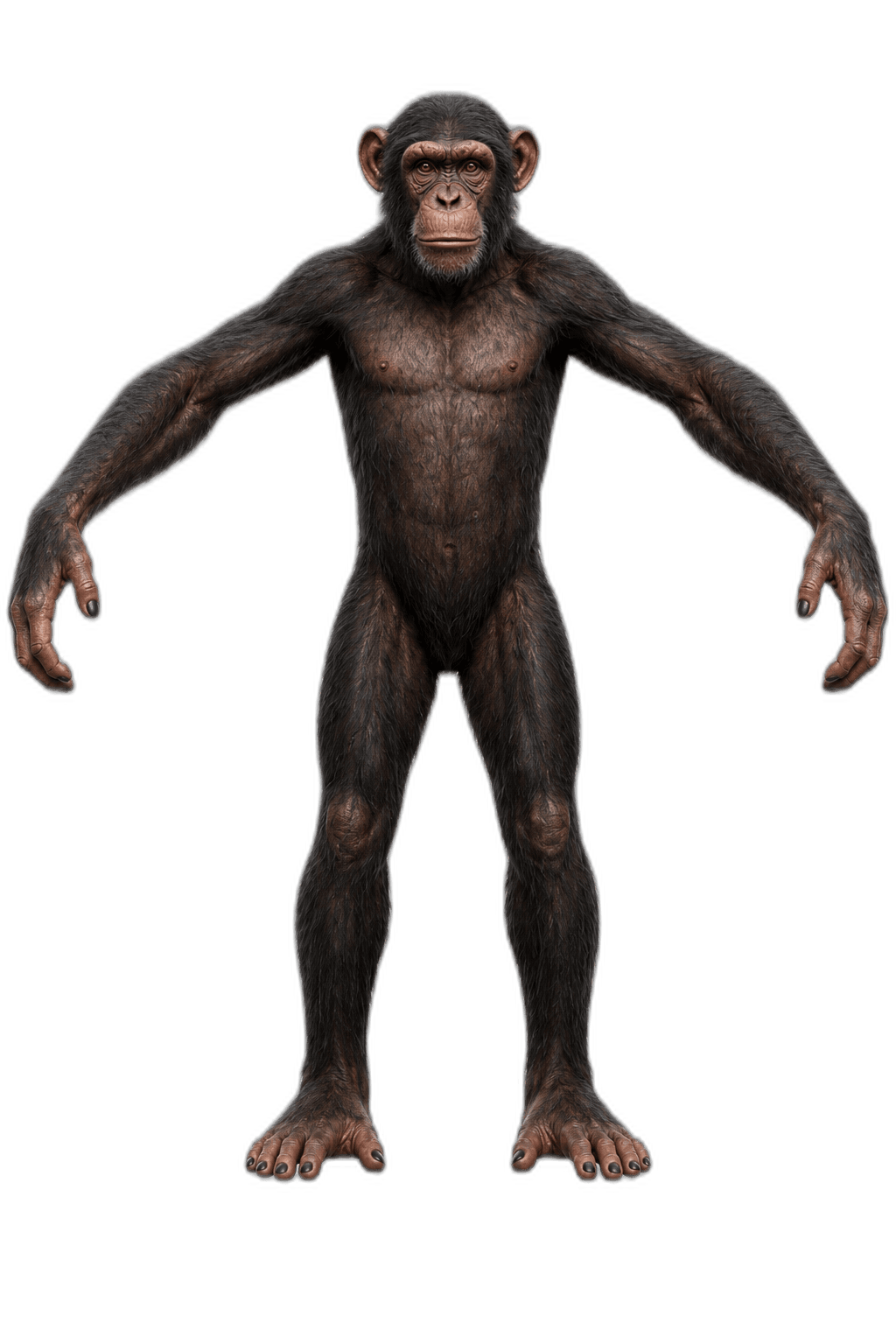 realistic standing chimpanzee with outstretched arms