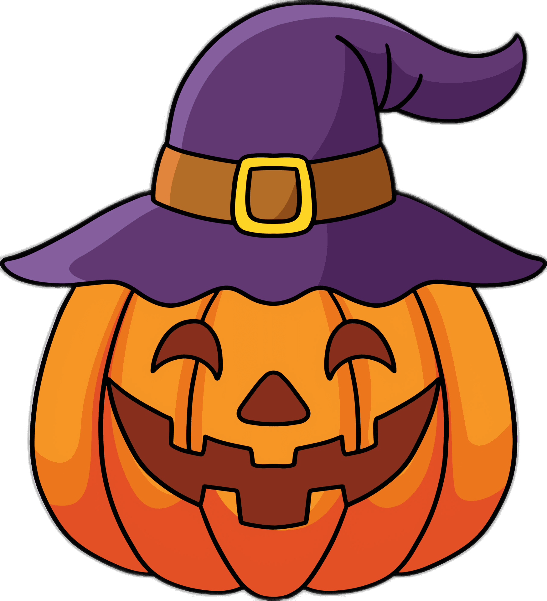 Halloween pumpkin with witch hat
