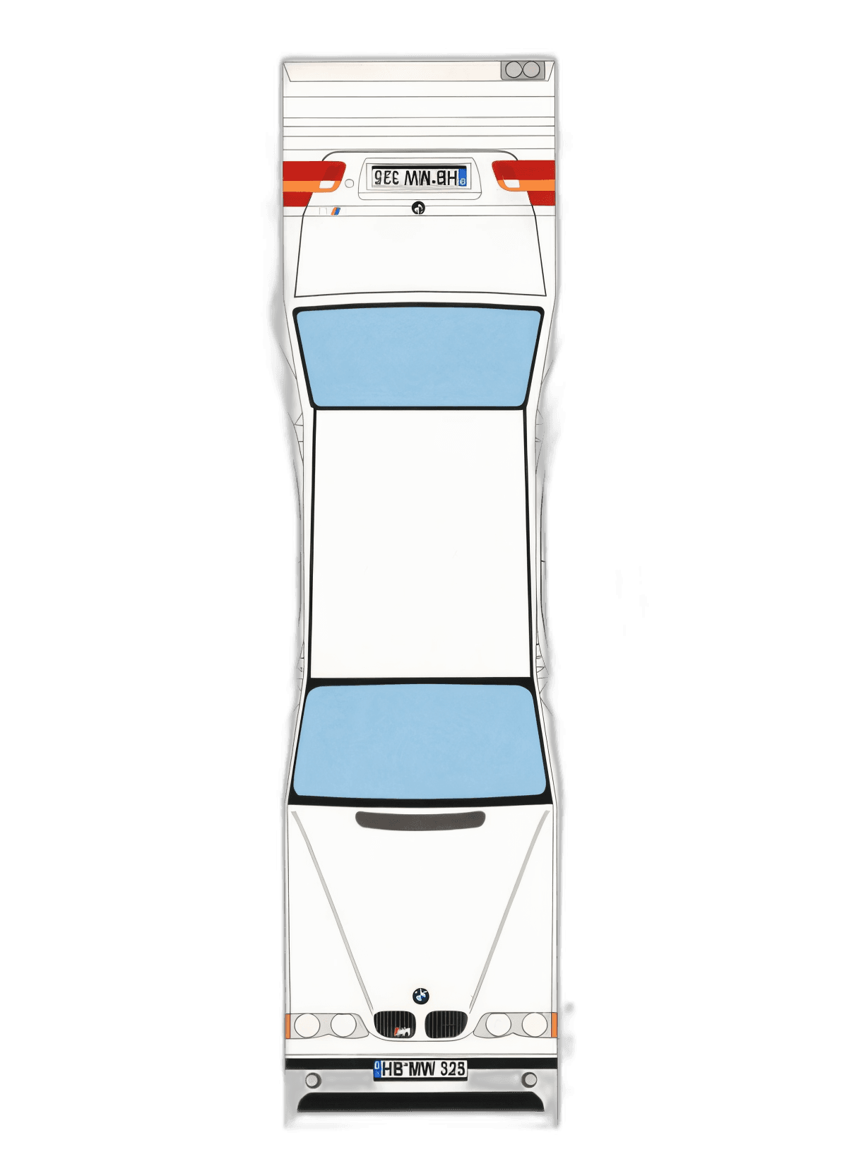 white BMW 325 sedan paper model