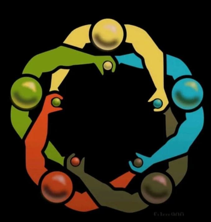 circular arrangement of five stylized arms