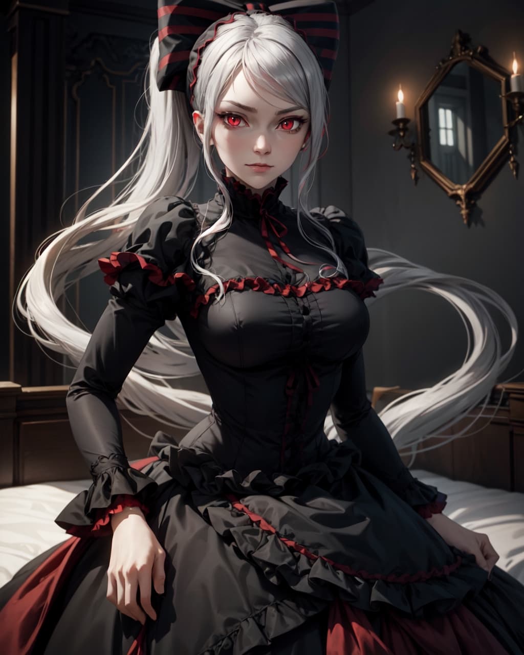 anime-style woman with long white hair