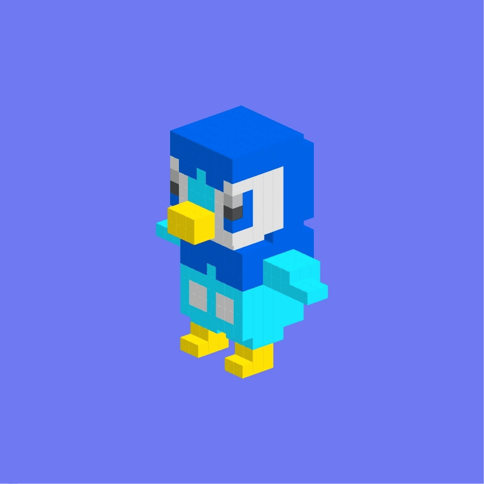 voxel art Piplup character