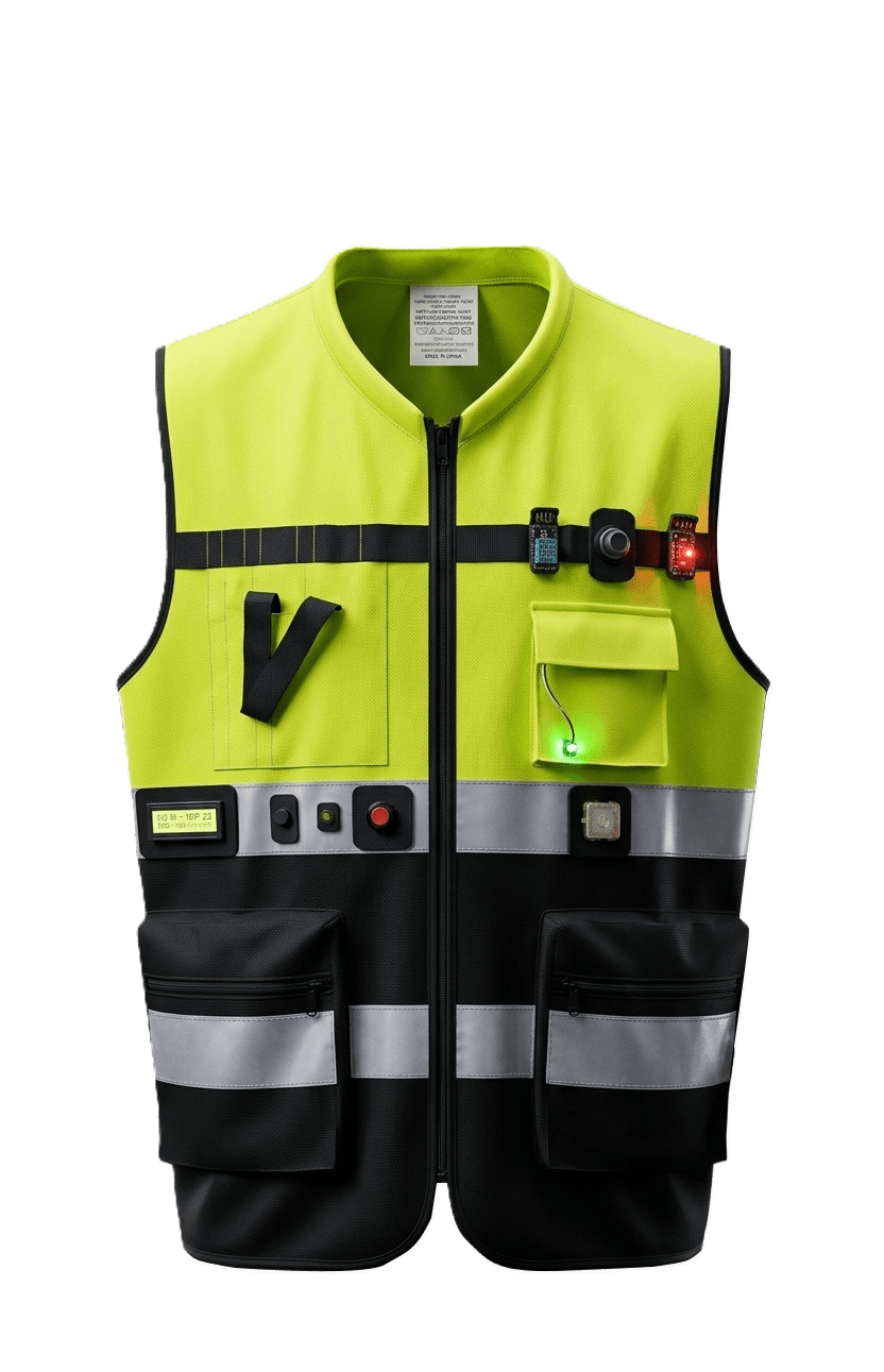 high-visibility safety vest with electronic devices