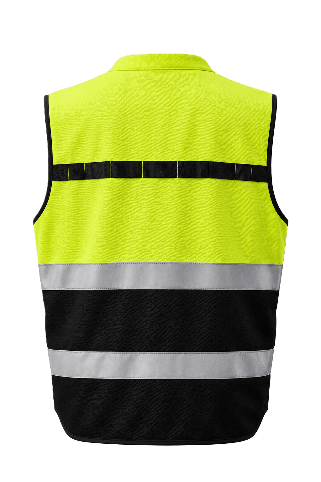 yellow and black high-visibility safety vest