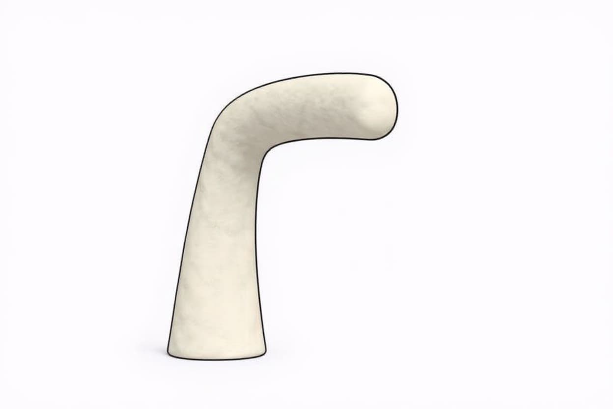 off-white, curved, handle