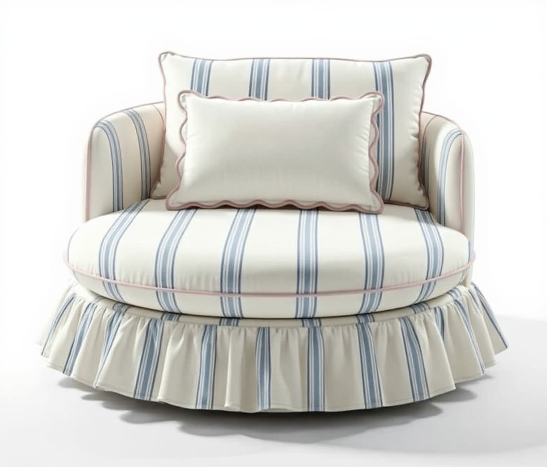chair, striped upholstery