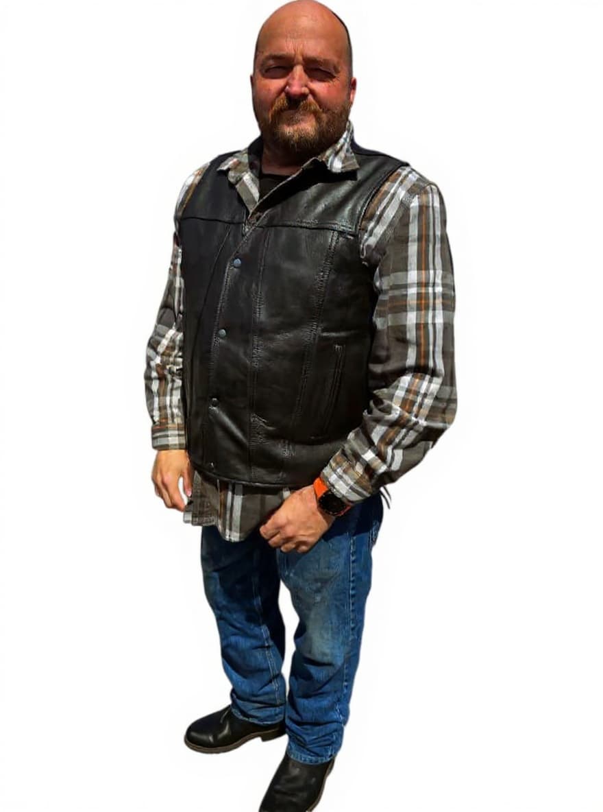 black leather vest