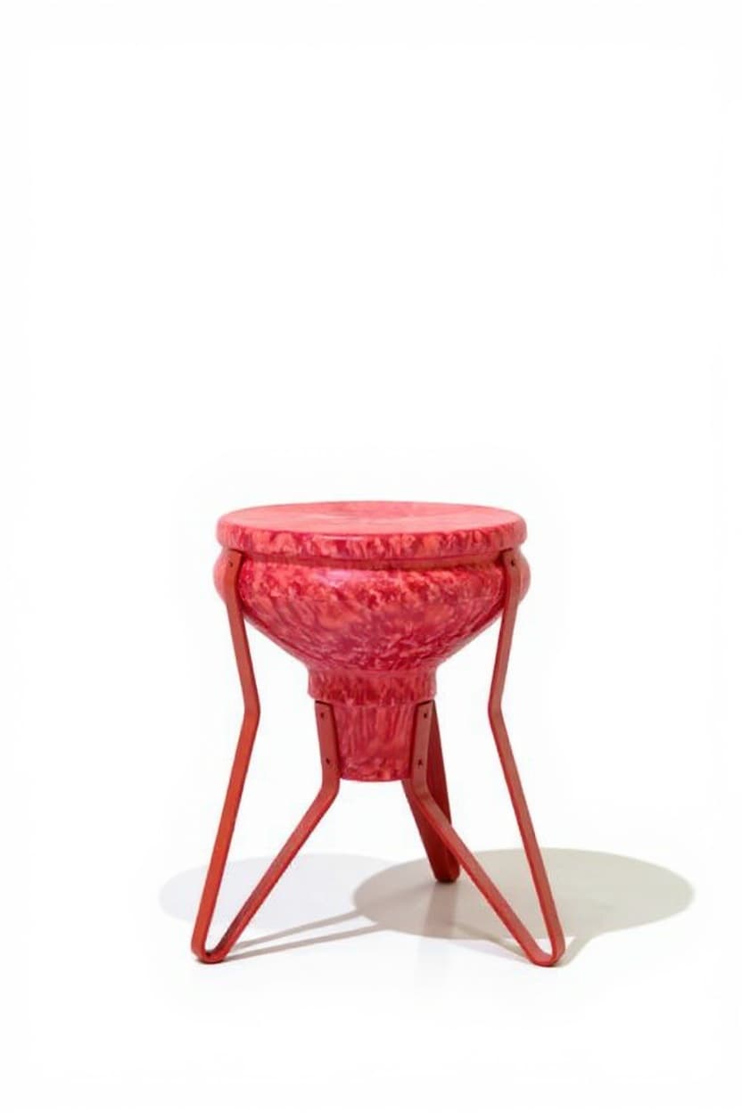 red metal stand