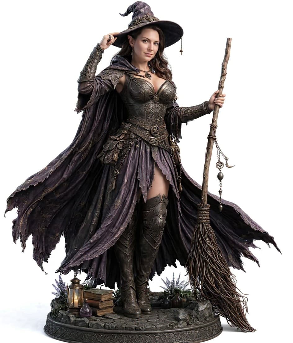 metal witch figurine