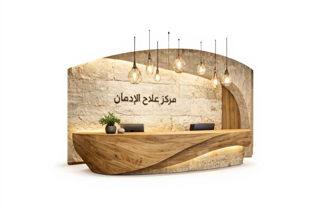 wooden reception desk
