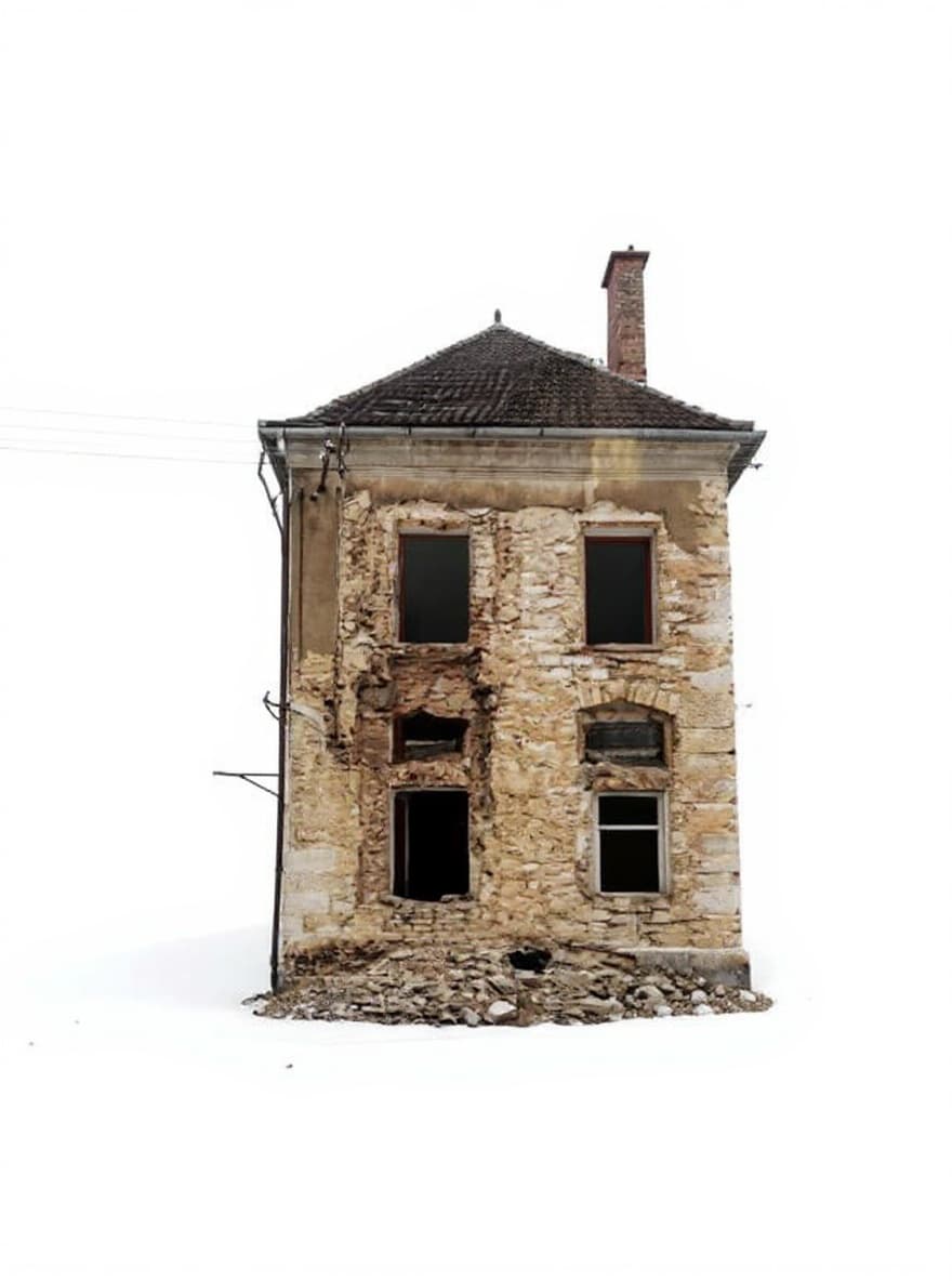abandoned stone house