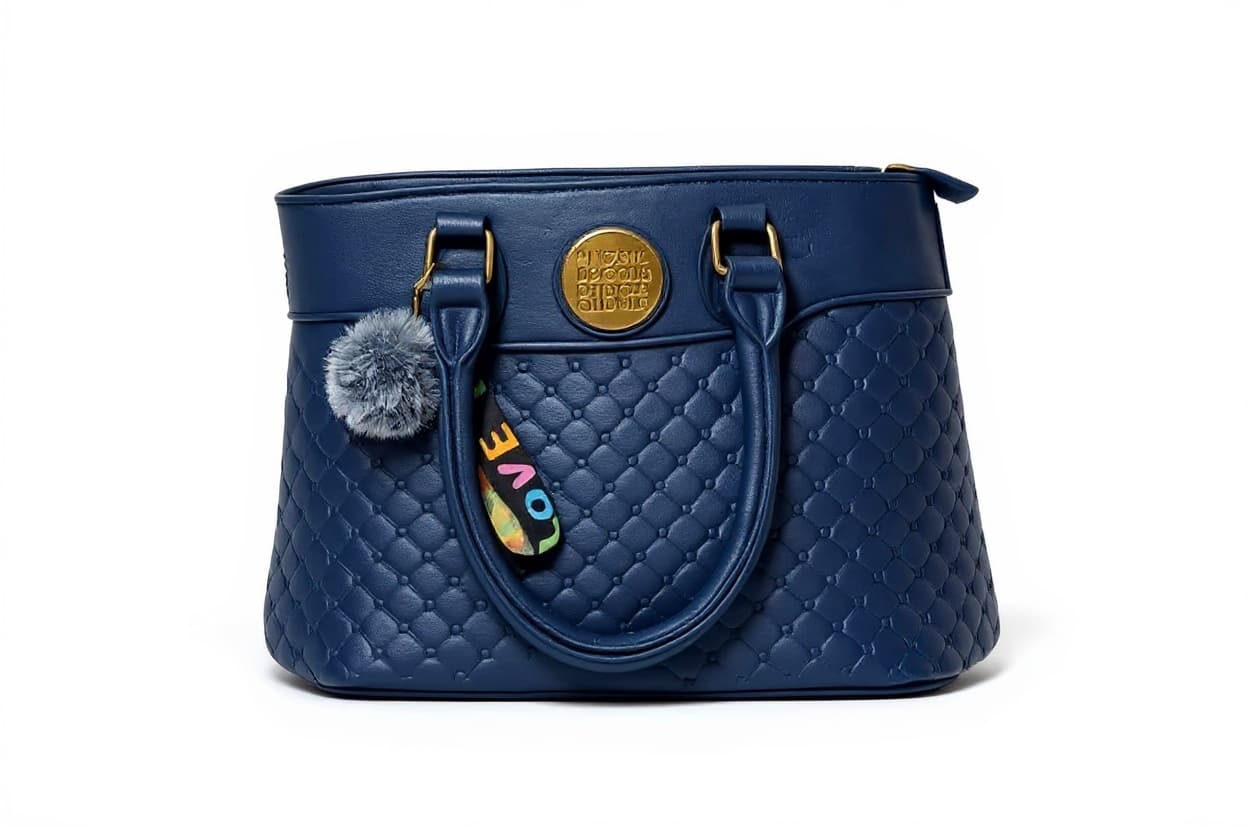 blue quilted handbag