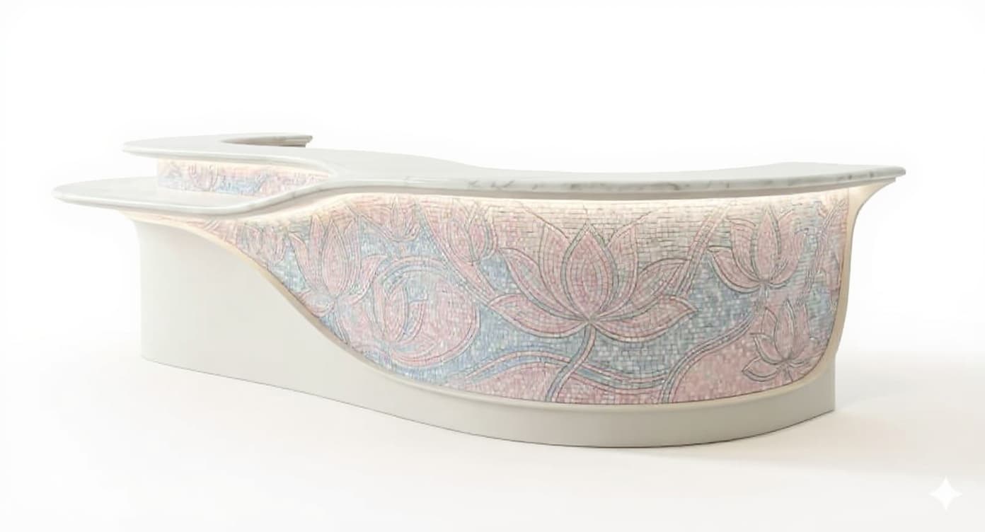 white marble bench