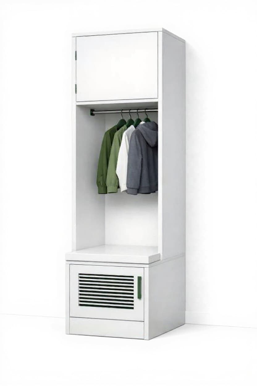 white storage unit