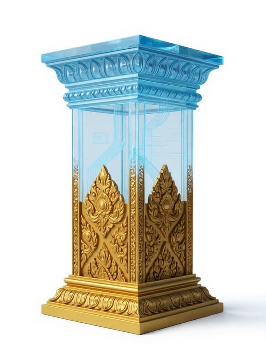 blue glass lantern