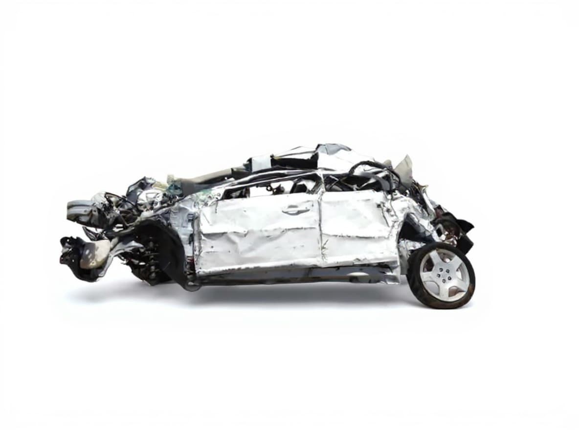 crushed metal car