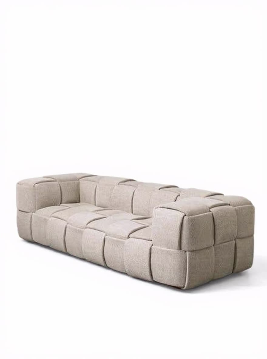 beige woven sofa