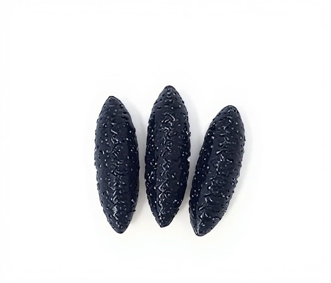 almond-shaped dark object