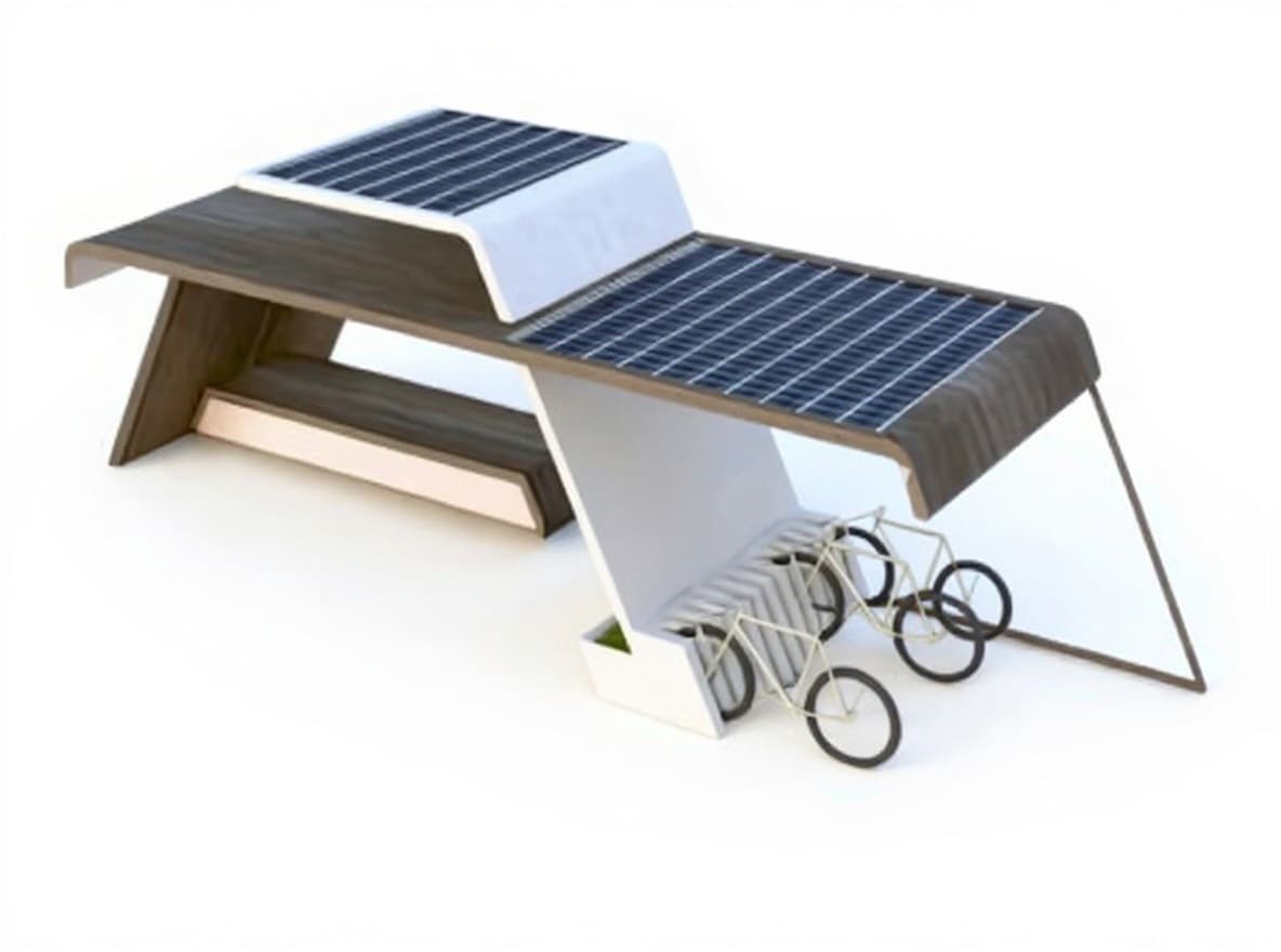 solar-powered bicycle rack