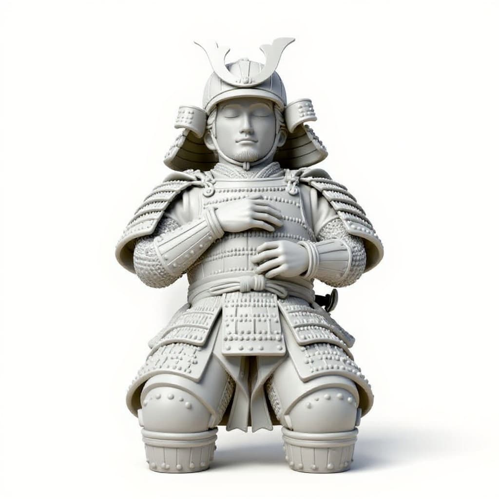 metal samurai statue