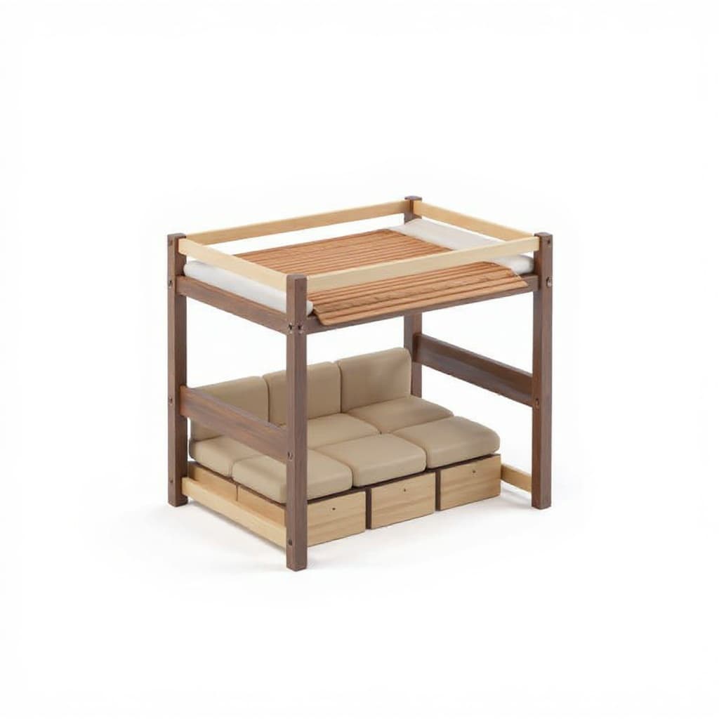 wooden bunk bed