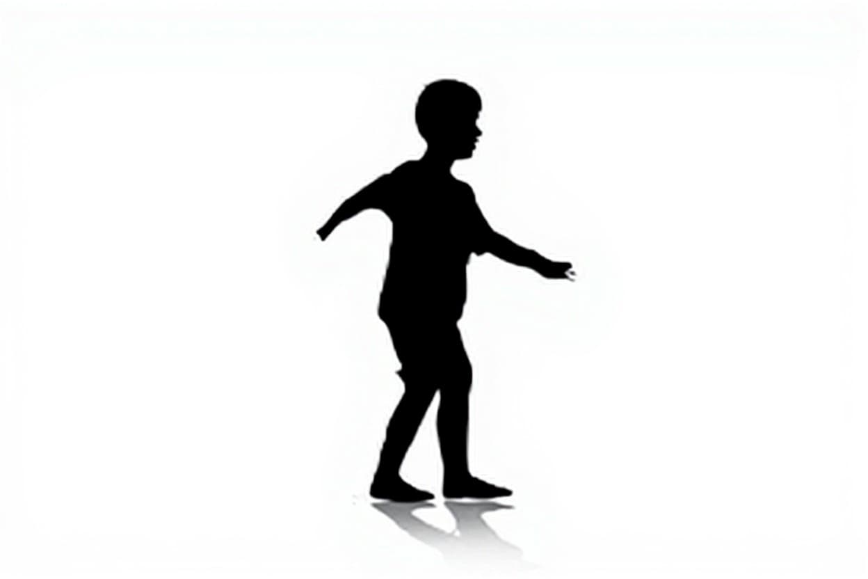 silhouette, child, walking