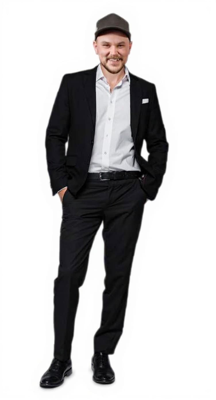 black suit cap