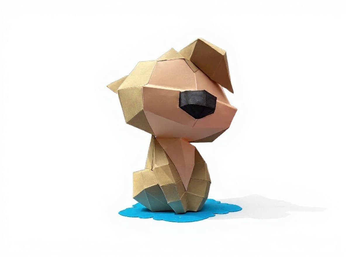 paper dog sculpture