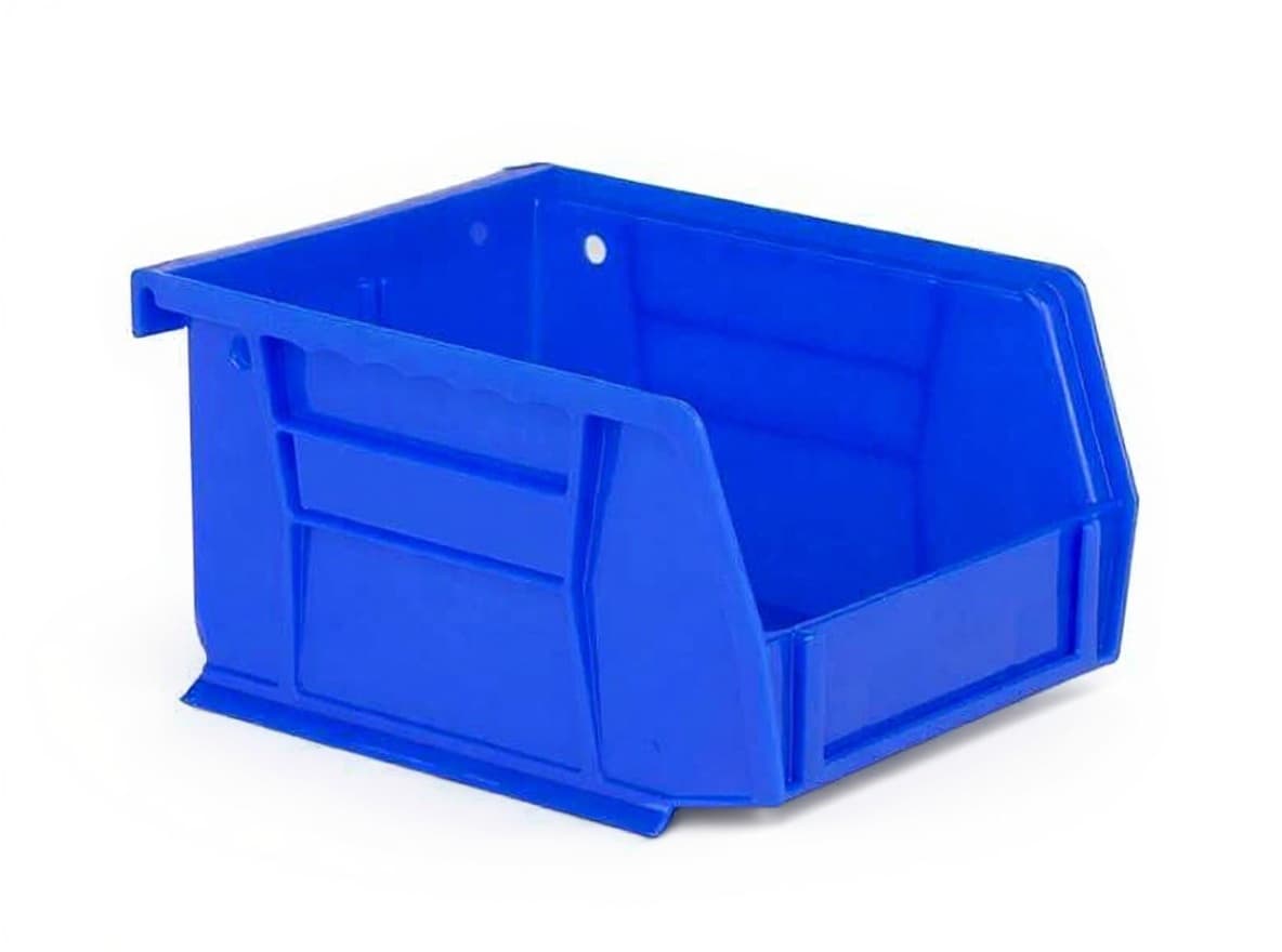 blue plastic bin