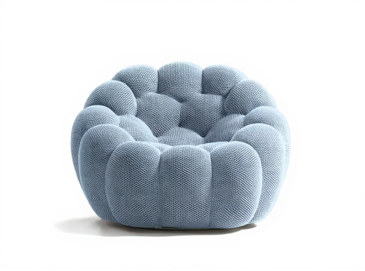 blue upholstered chair