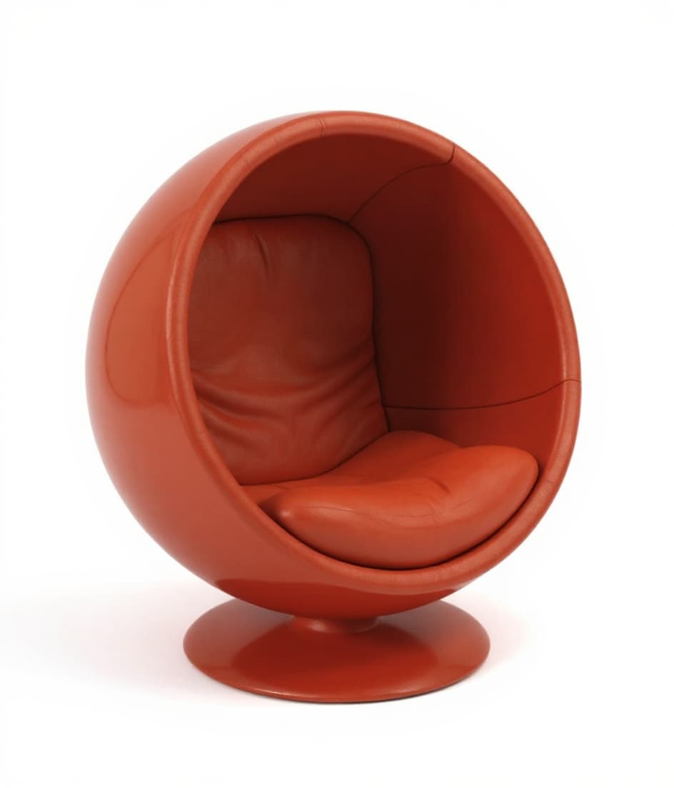 red, egg-shaped chair
