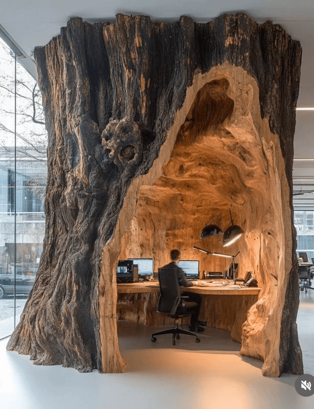 tree stump desk