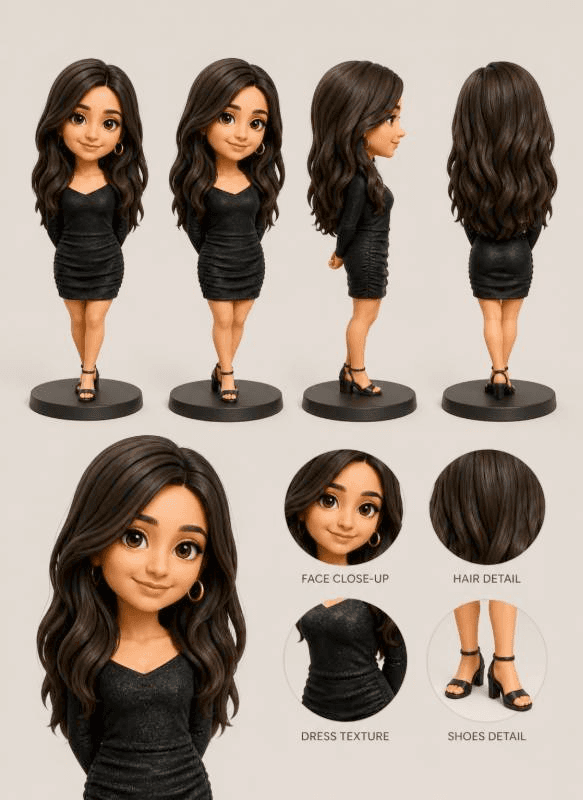 black dress doll