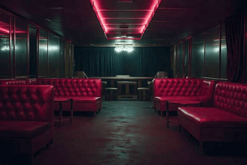 red leather booth