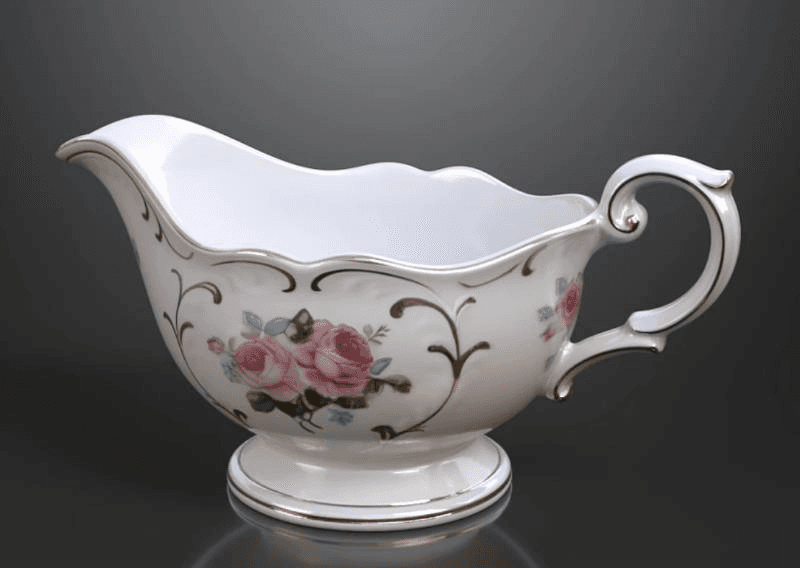 white porcelain gravy
