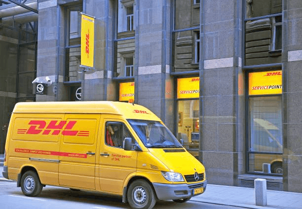 yellow delivery van