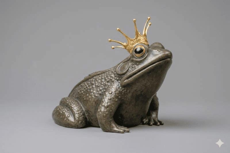 metal frog statue