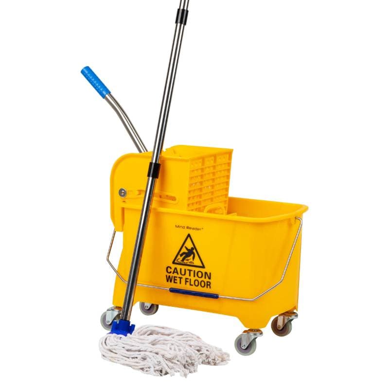yellow mop bucket