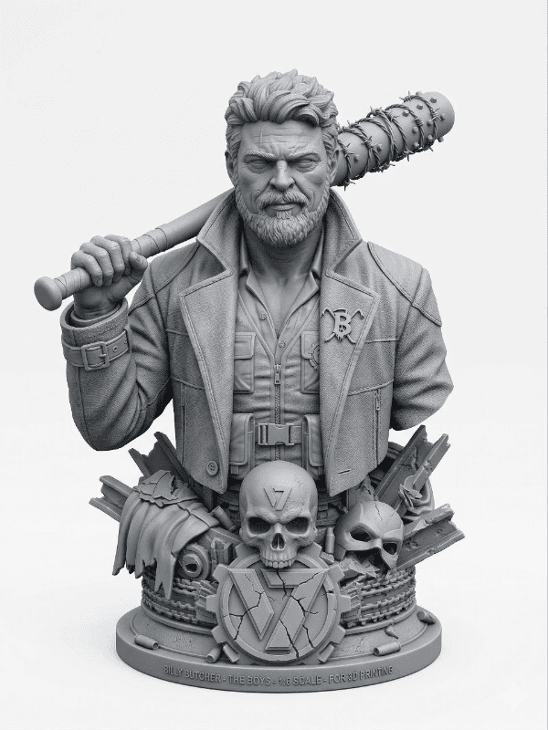 bust, metal, skull-and-crossbones-themed