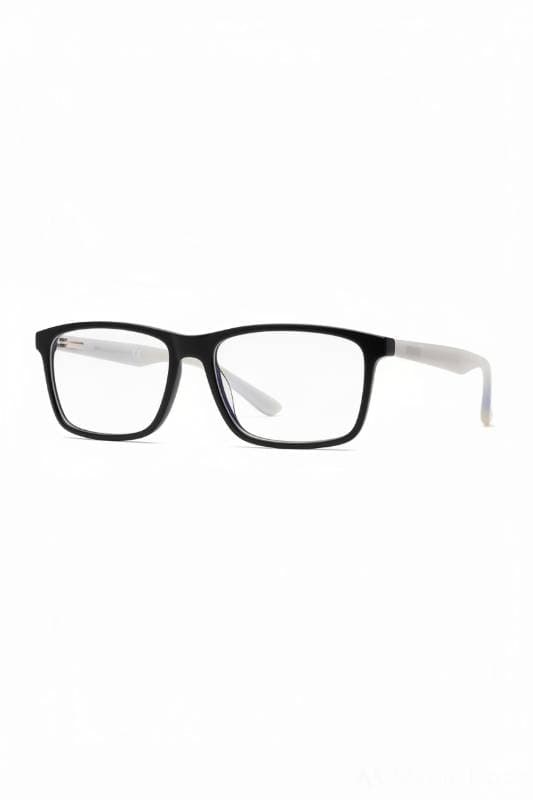 black-framed eyeglasses