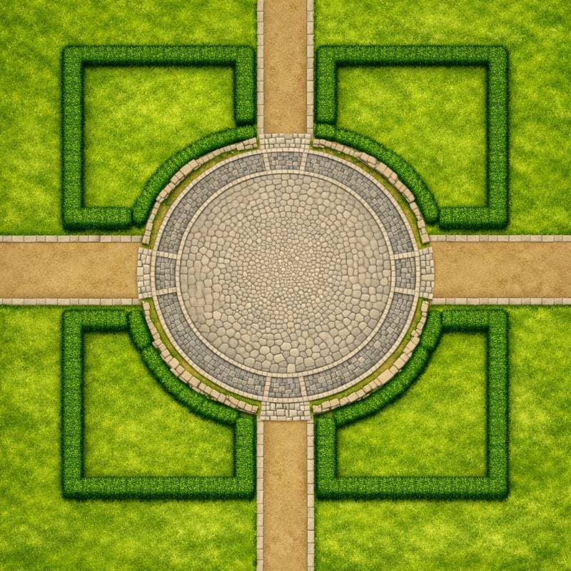 paved circular garden
