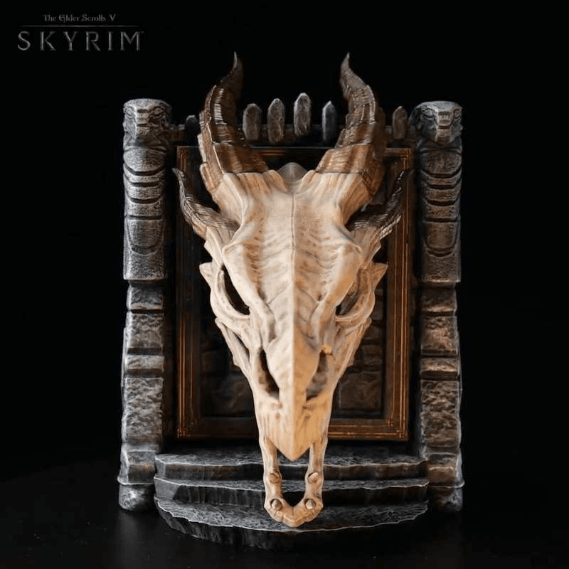 ornate wooden skull
