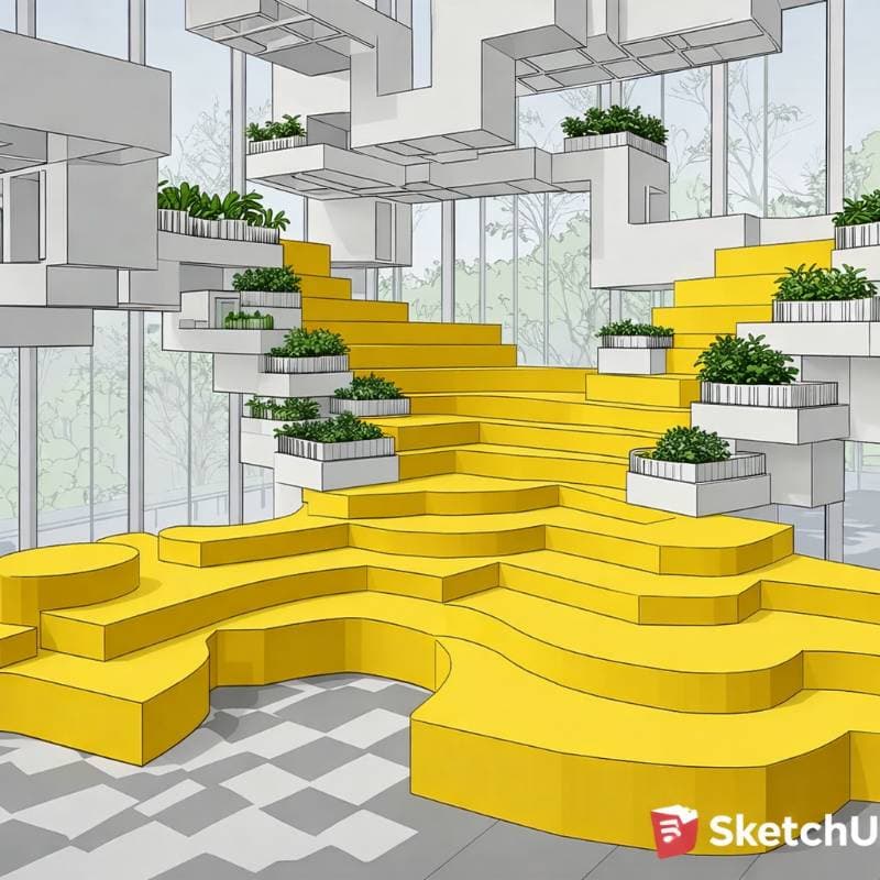 yellow stepped platform