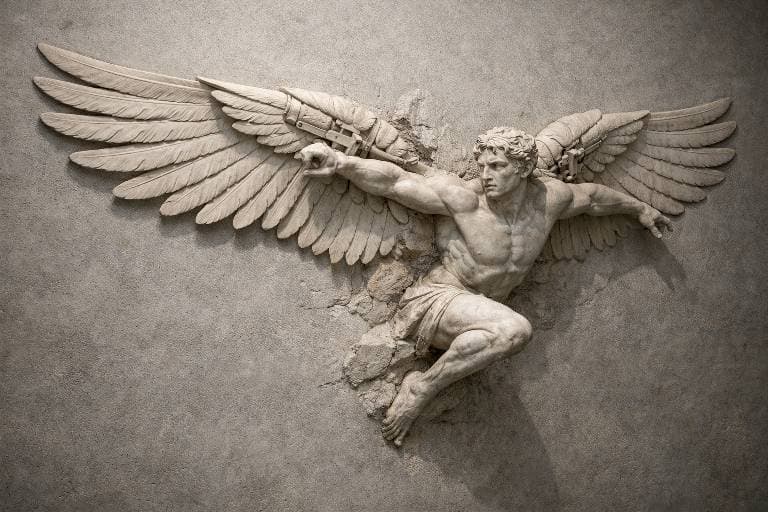 stone winged figure