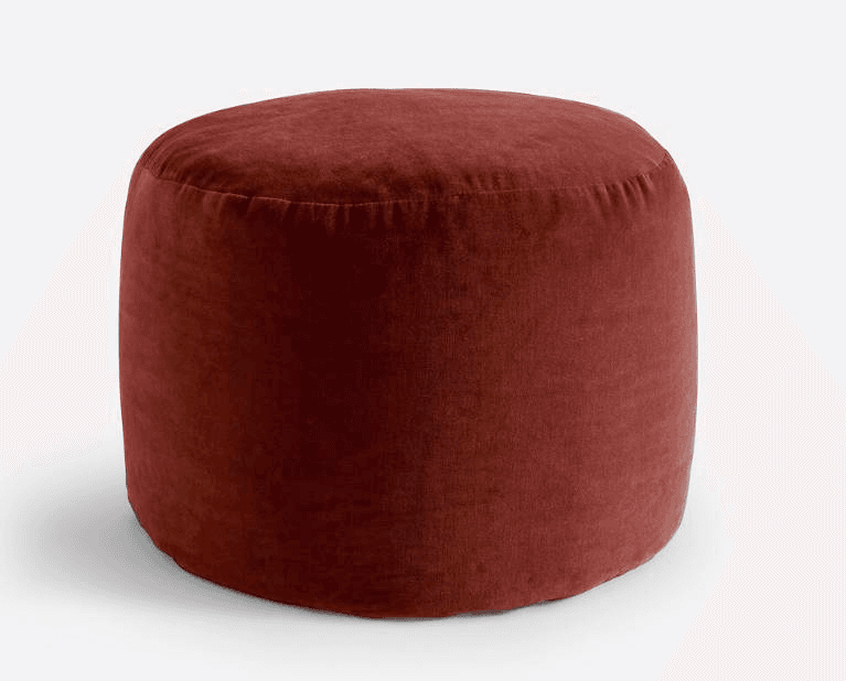 red cylindrical ottoman